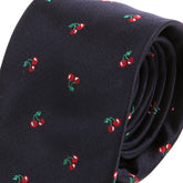 Blue Cherry Print Pattern 7.5cm Ply Tie - Tie Doctor